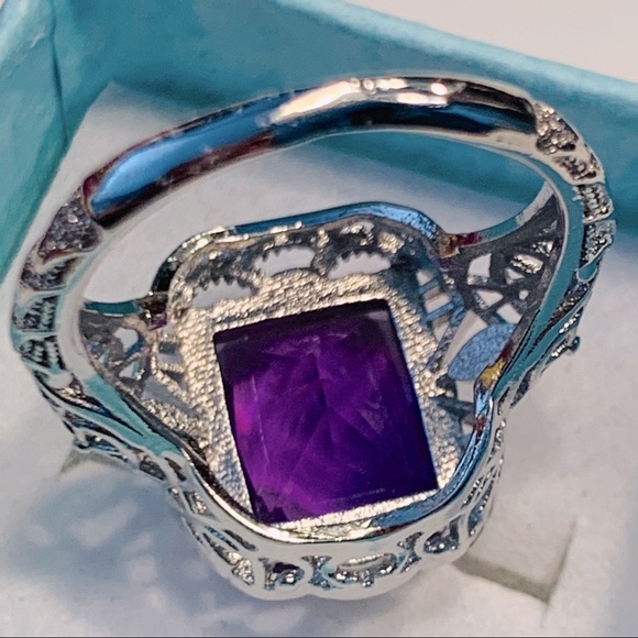 💜🆕 Vintage Amethyst Purple Gemstone Silver Ring - Picture 8 of 9
